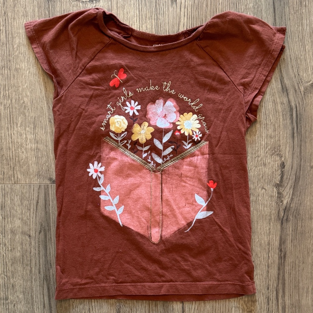Girls' Brown/Rust Floral Graphic Tee